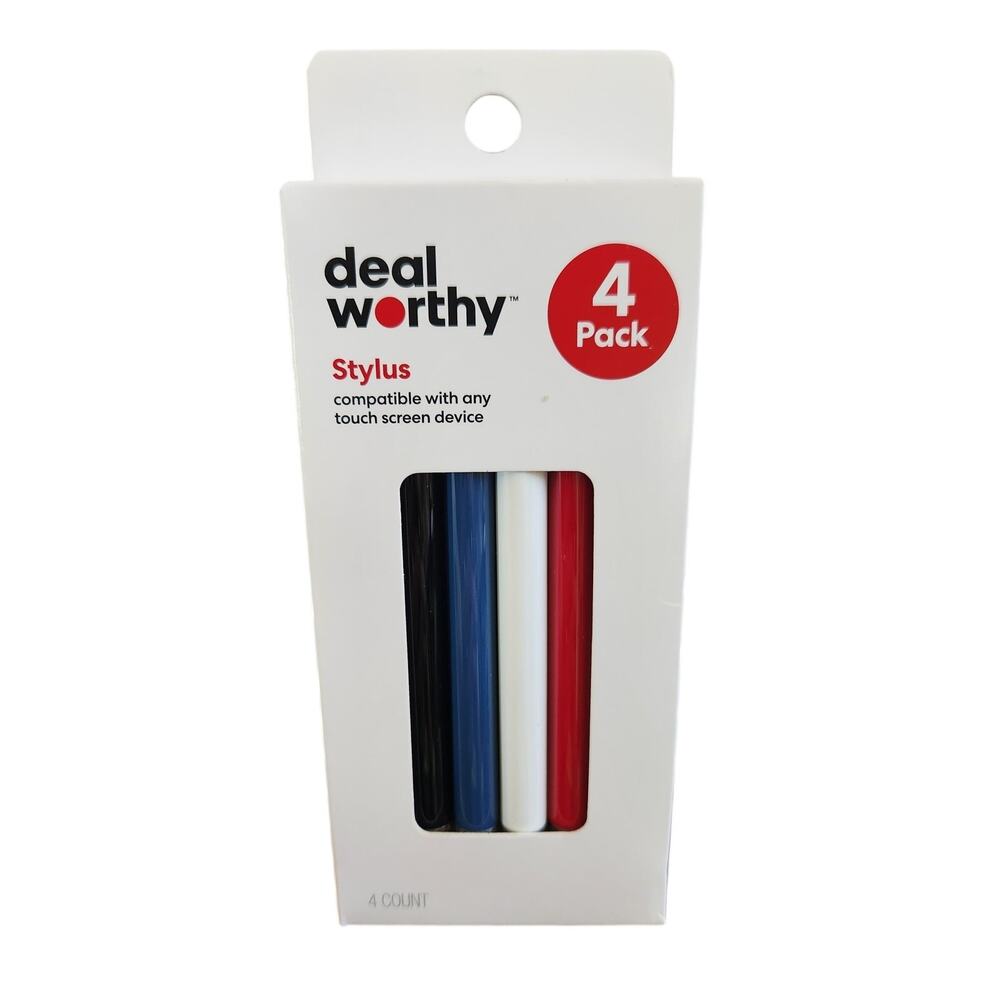 Dealworthy Stylus Pens Black Blue White Red 4-Pack Set New in Box